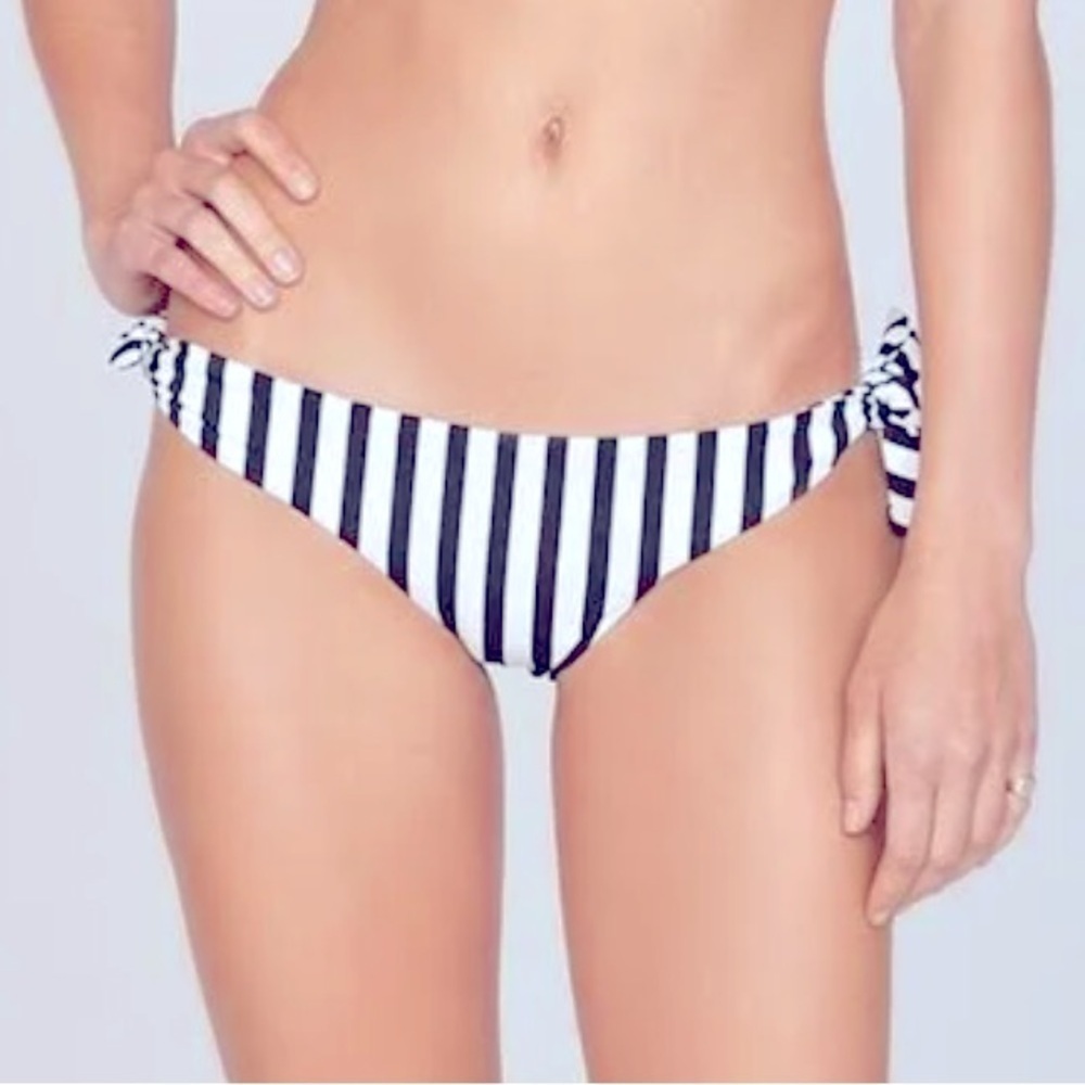 Amuse Society Coline Striped Blue and White Toe Sides Bikini Bottom